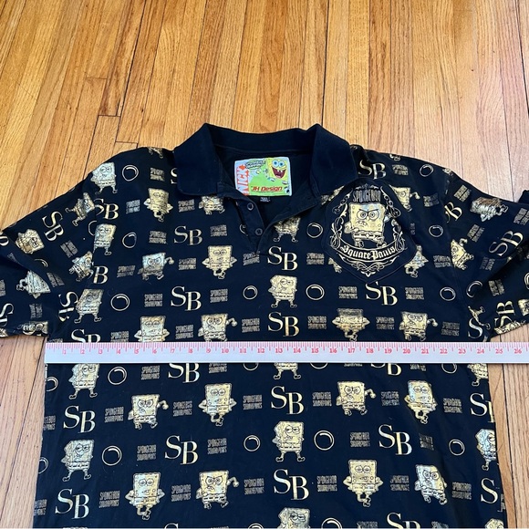JH Design Spongebob black Gold Polo Sz XXL Shirt Nickelodeon All Over Print - Picture 5 of 6
